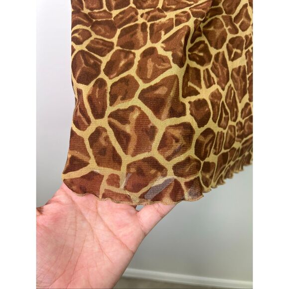 Vintage Kemp Collection Giraffe Print Sheer Tank Top Brown Y2K Safari Animal XL - Picture 6 of 10